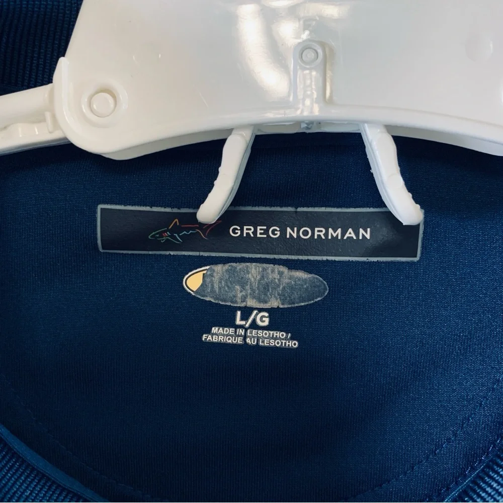 Greg Norman Golf Polo Shirt Men's Short Sleeve‎ Striped Navy White Size L